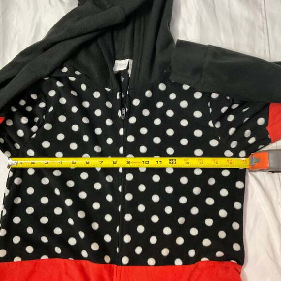 DISNEY Minnie Mouse Hooded Polka Dot Onesie Pajamas Costume Halloween M Holiday - Picture 5 of 8